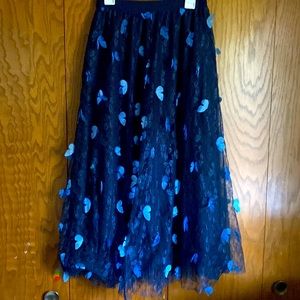 Blue midi circle skirt